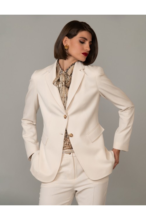 Blazer with lapel collar and two buttons, women's